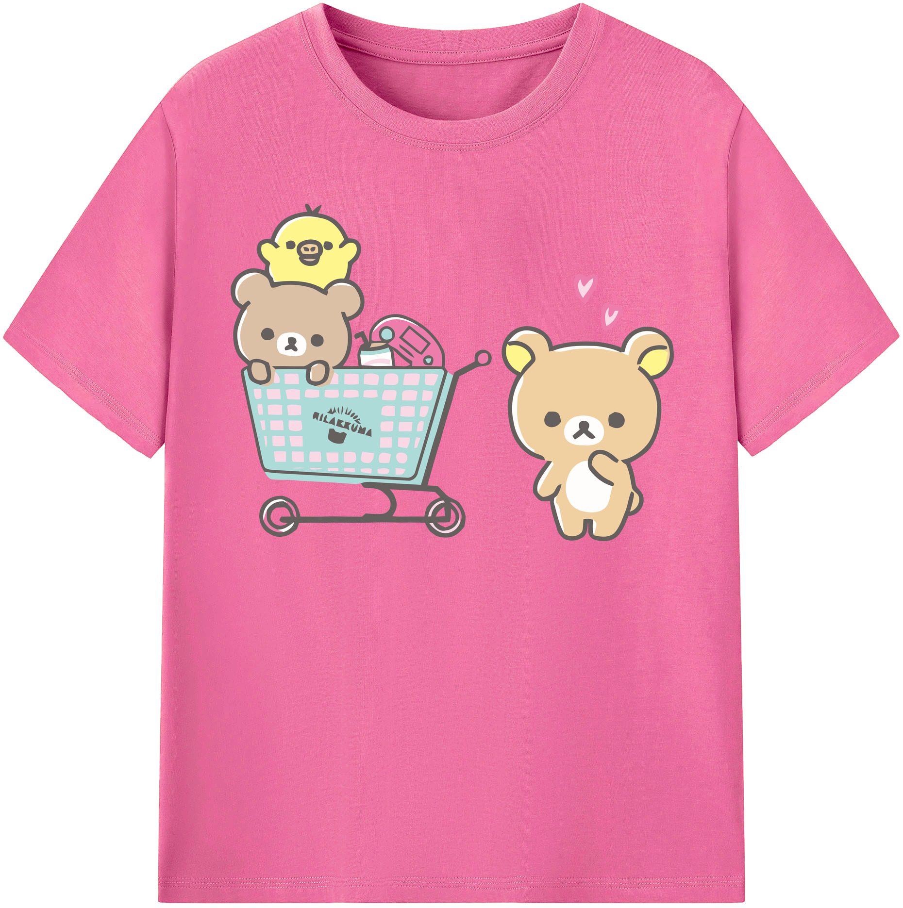 （画像用） リラックマ リラックマ キイロイトリ Rilakkuma Korilakkuma Kiiroitori レディースカジュアルプリントTシャツ（綿100％）